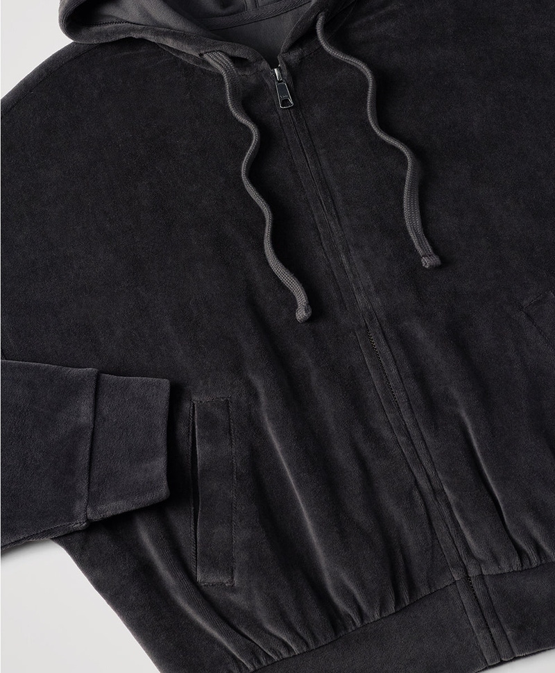 Women's Organic Pure Velour Modern Zip Hoodie, Storm