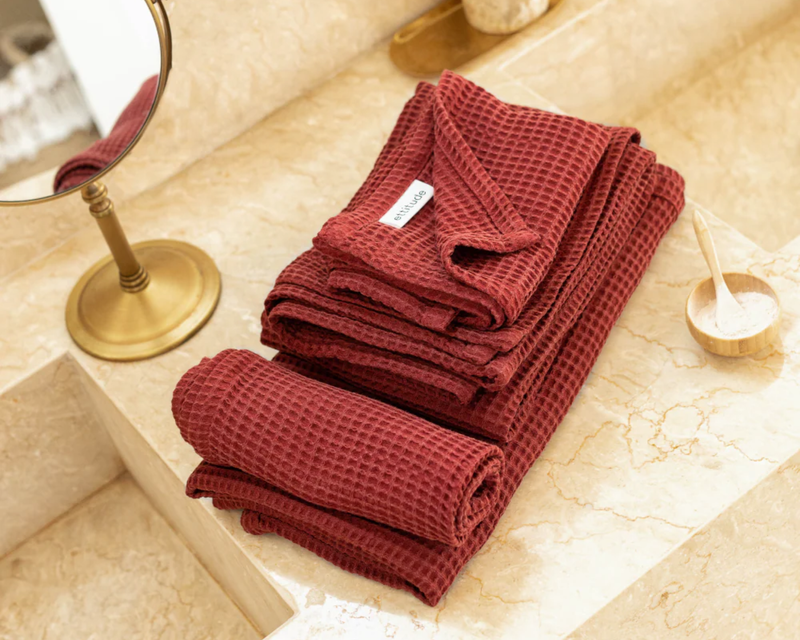 Bamboo Waffle Bath Towel Set of 2
