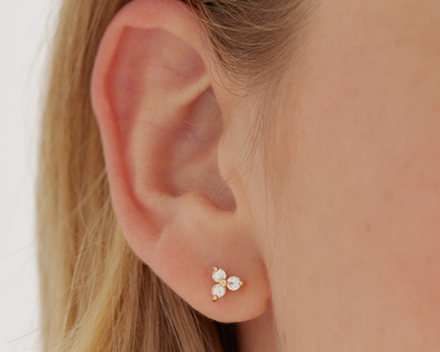 White Sapphire Triad Studs