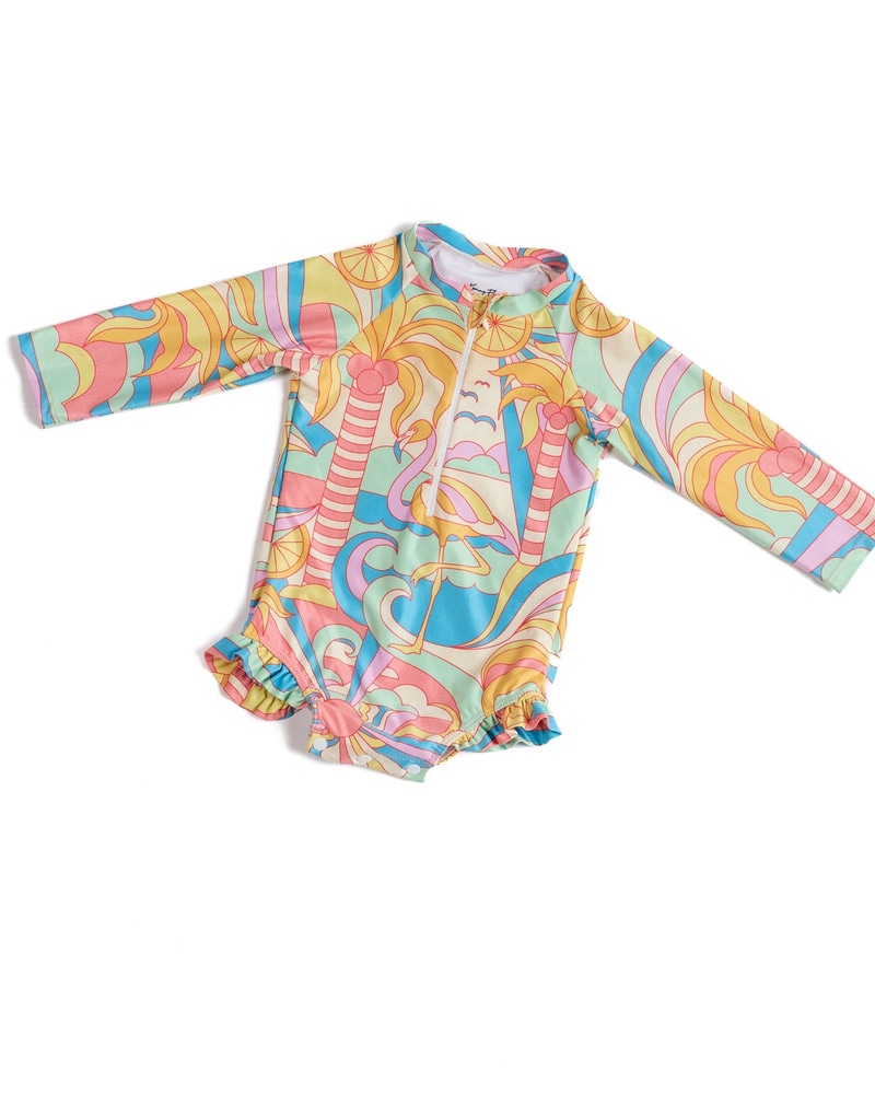 The Paradiso Girls Rash Guard One Piece with Ruffle UPF 50+