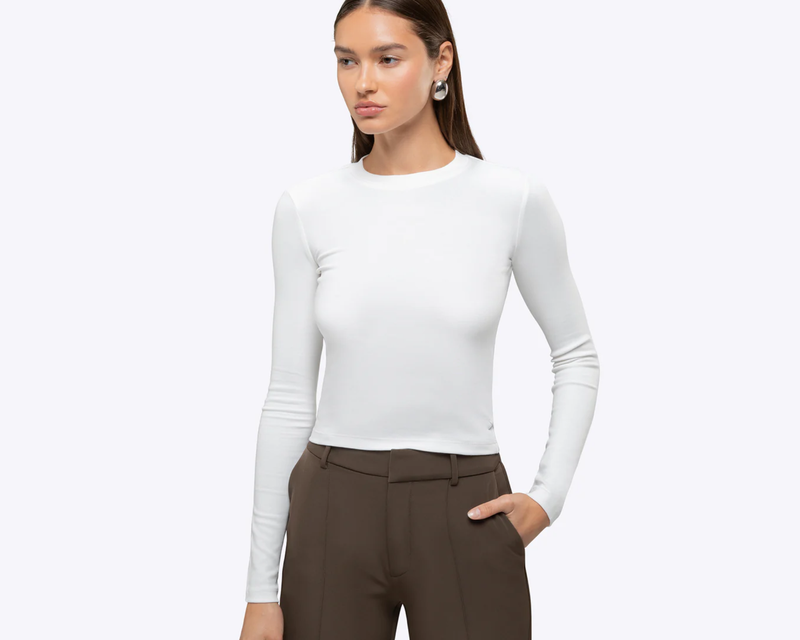 Women's Long Sleeve Tomboy Tee, White