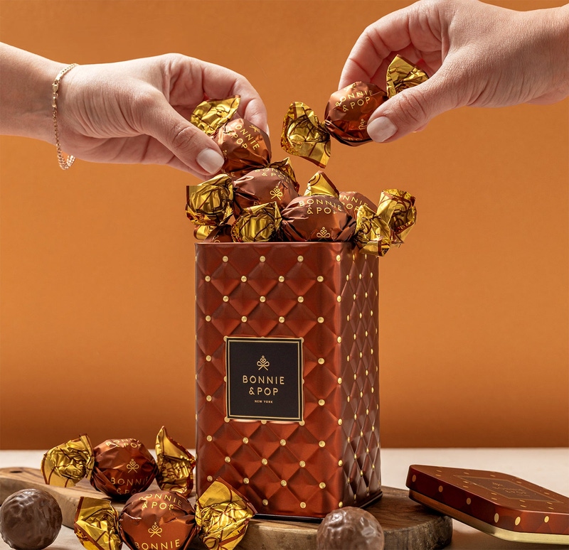 Premium Milk & Dark Chocolate Bonbons in Elegant Keepsake Tin
