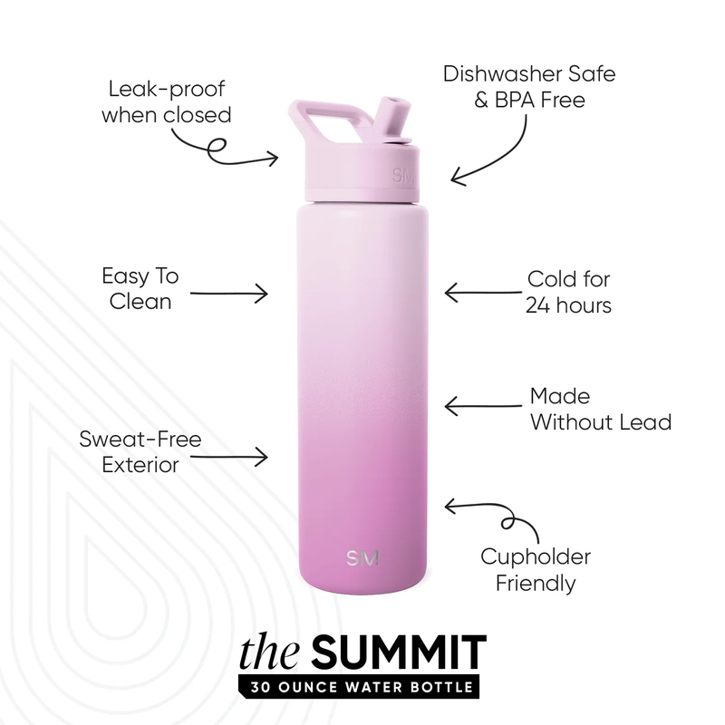 Summit Solid Water Bottle with Straw Lid, 30oz