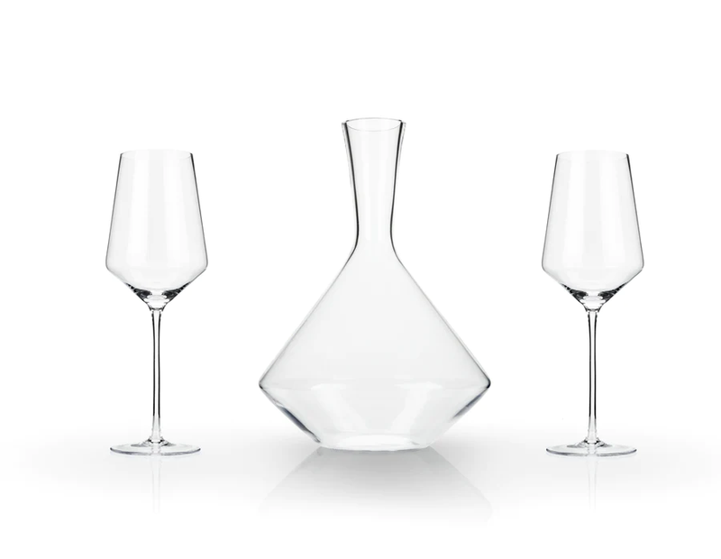 3 Piece Angled Crystal Bordeaux Set