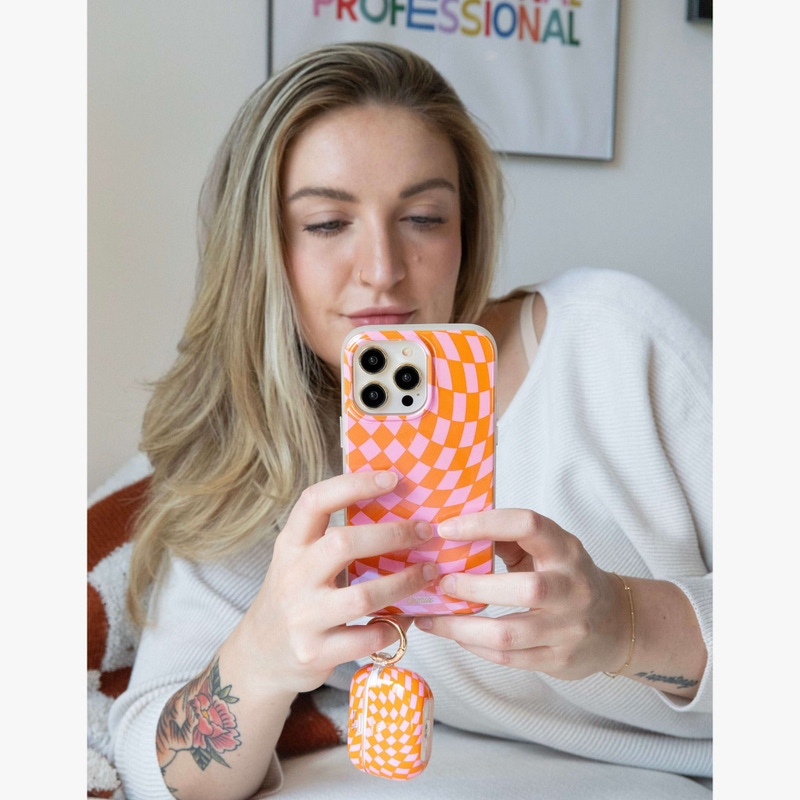 Checkmate Pink & Orange MagSafe® Compatible iPhone Case