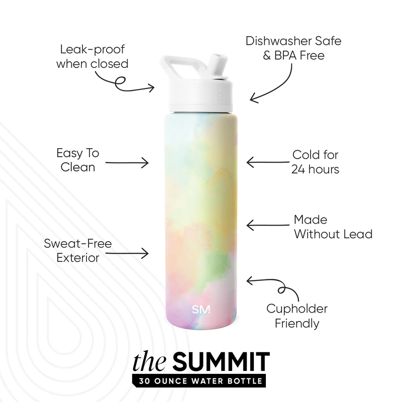Summit Pattern Water Bottle with Straw Lid, 30oz