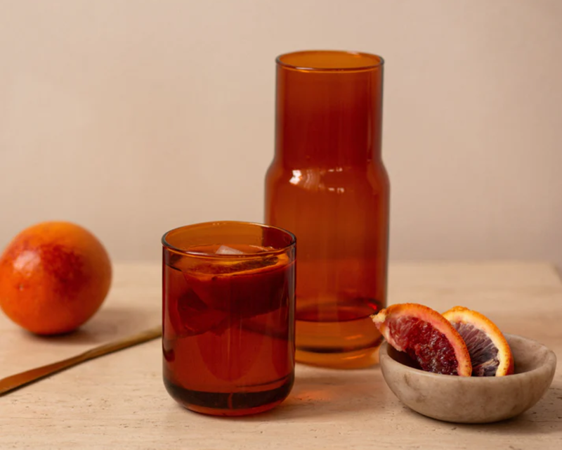 Tinted Glass Stackable Carafe and Glass Set