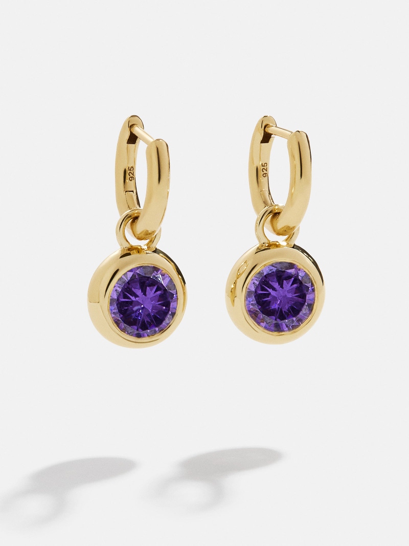 18K Gold Birthstone Drop Earrings