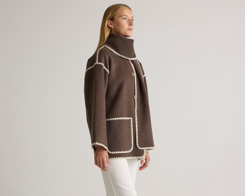 Double-Faced Merino Wool Scarf Coat