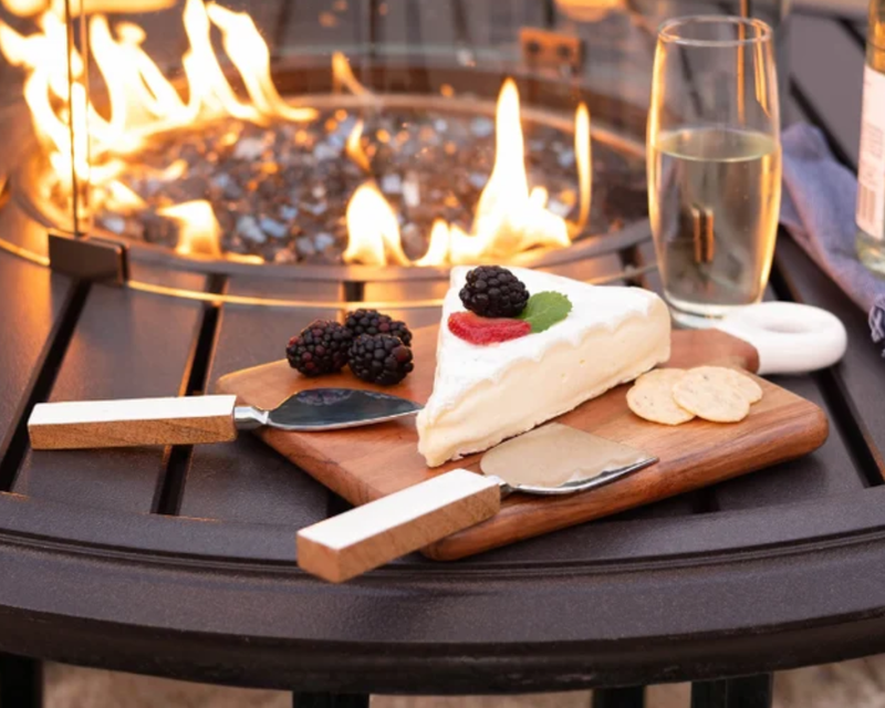Wood + White Collection Small Charcuterie Board & Set of 2 Knives
