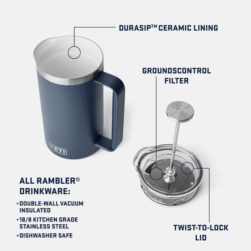 Rambler™ 34 oz French Press with Twist-To-Lock French Press Lid