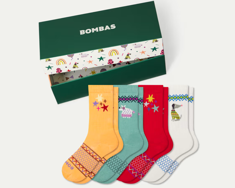 Youth Holiday Calf Sock 4-Pack Gift Box