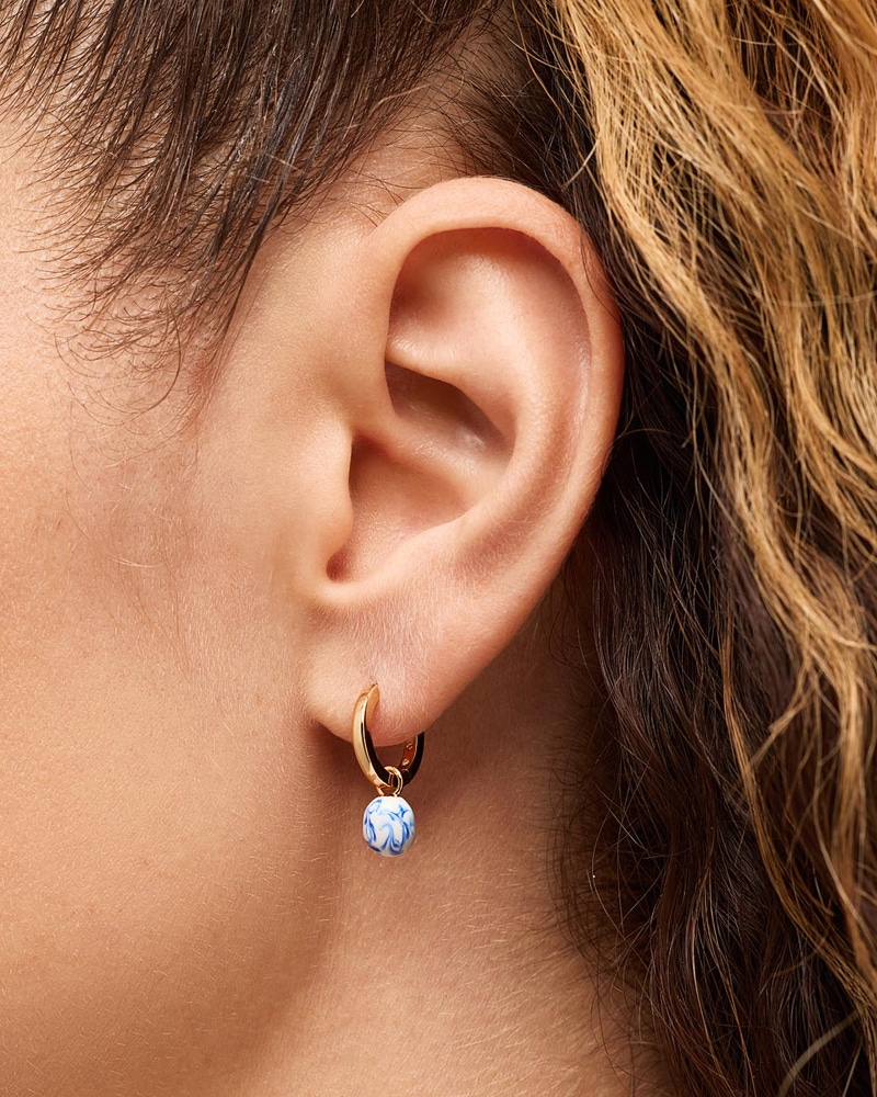 Lainey Marble Blue Gold Drop Earrings
