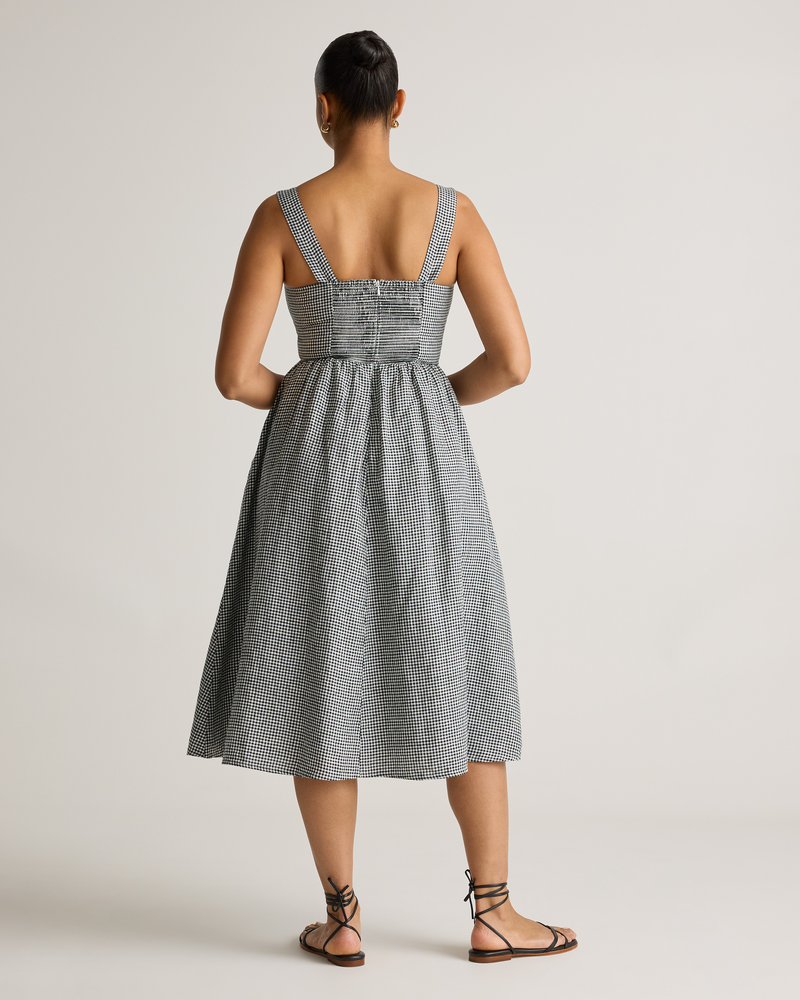 100% European Linen Fit & Flare Midi Dress