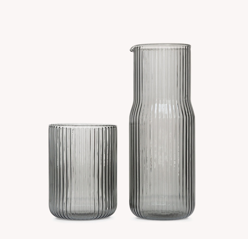 Stackable Ribbed Carafe and Glass Set