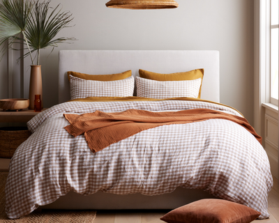European Linen Gingham Duvet Cover Set, King