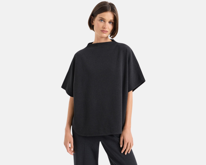 Women's Organic Roam Capelet Top, Dark Charcoal Heather