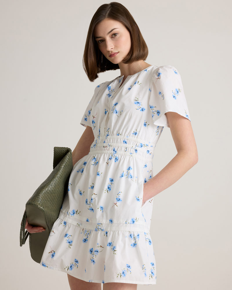 100% Organic Cotton Poplin Tiered Mini Dress