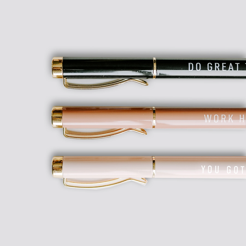 Motivational Metal Pen Set, Neutrals