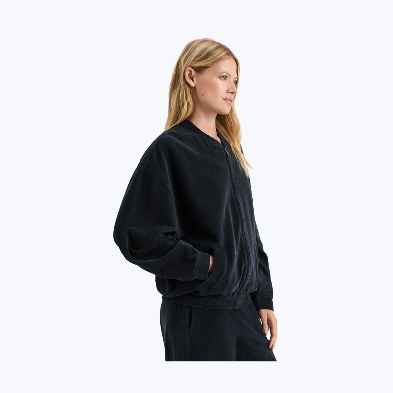 Branded Organic Pure Velour Rib Bomber Jacket