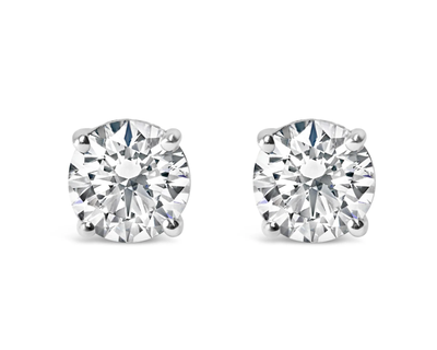 14K Gold Round Brilliant Cut Lab Grown Diamond 4-Prong Classic Solitaire Stud Earrings