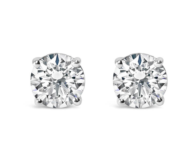 14K Gold Round Brilliant Cut Lab Grown Diamond 4-Prong Classic Solitaire Stud Earrings