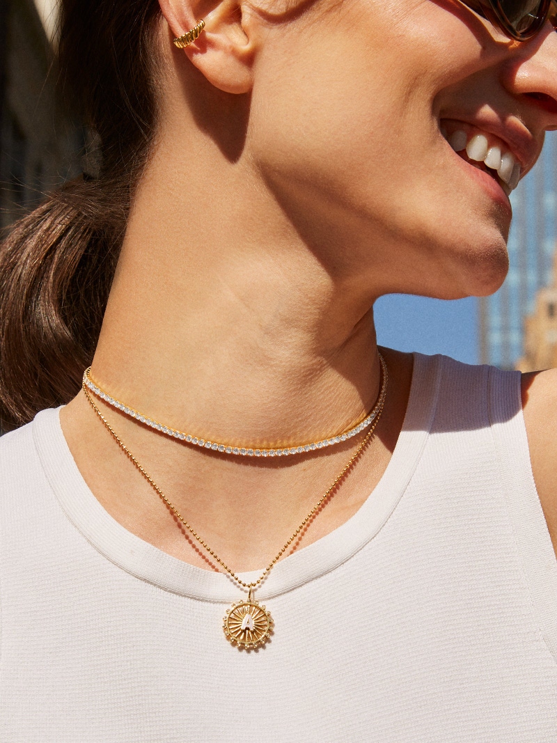Bennett 18K Gold Adjustable Tennis Necklace
