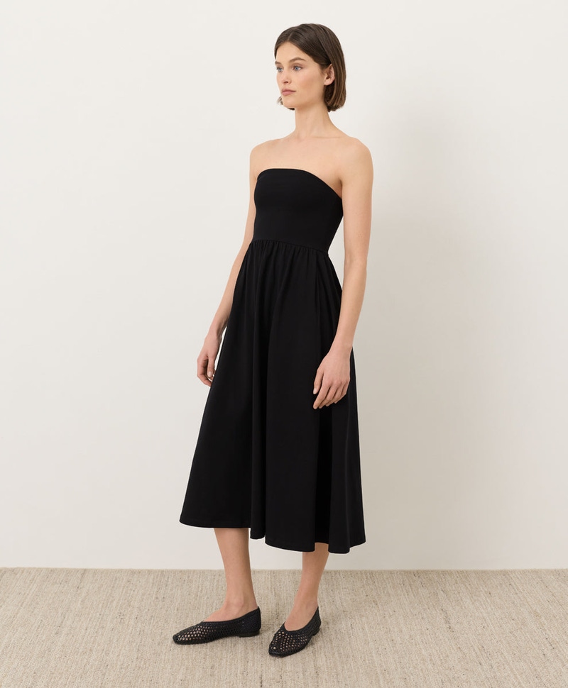 Women's Organic Fit & Flare Strapless Dress, Black