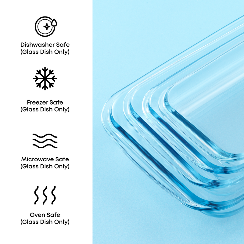 Borosilicate Glass Baking Dish Set of 4 with Airtight Lids