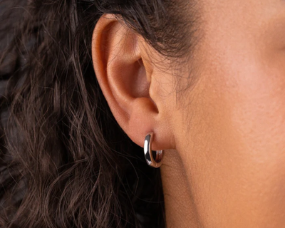 Women's Polished Round Hoop Earrings