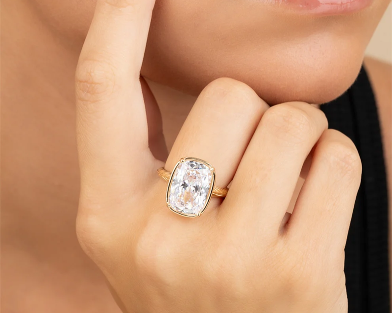 Sterling Silver Elongated Cushion Cocktail Ring