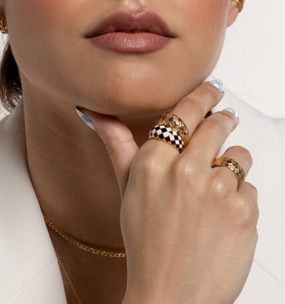 Checker Dome Ring