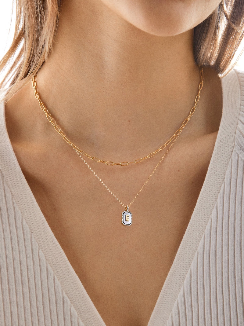 Gold & Mother of Pearl Initial Necklace