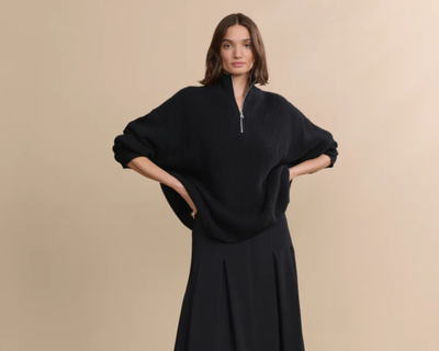 Cashmere Half-Zip, Black