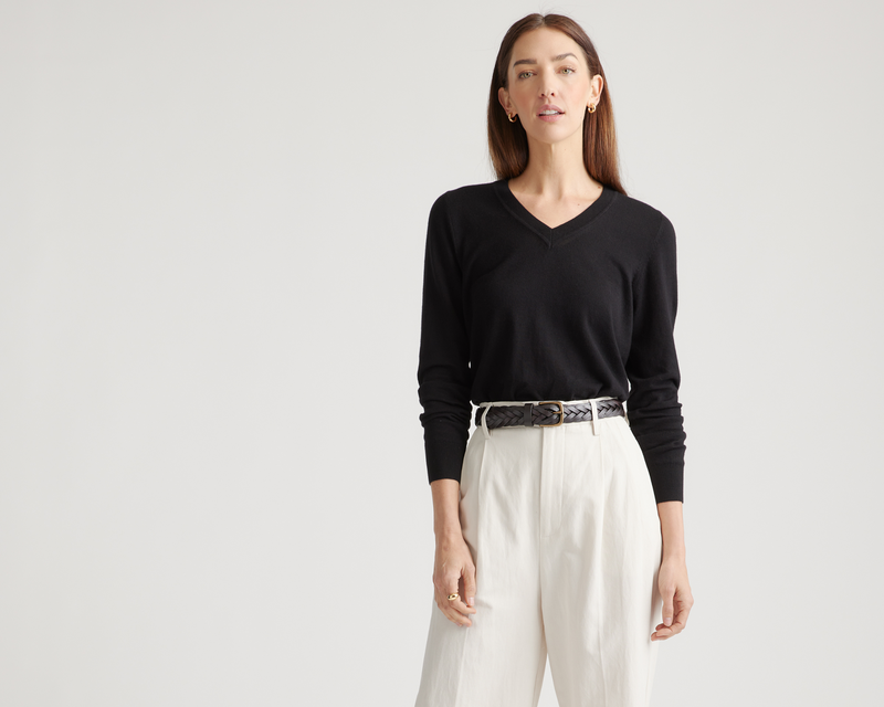 Lightweight Cotton Cashmere V-Neck Sweater