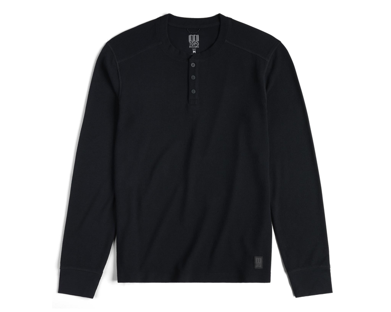 Men's Global Waffle Henley, Black