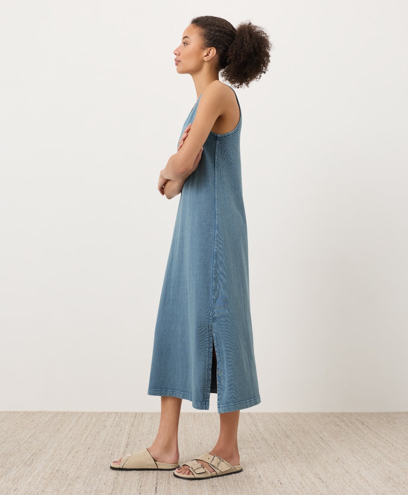 Women's Organic Weekends Tank Dress, Washed Wedgewood Blue