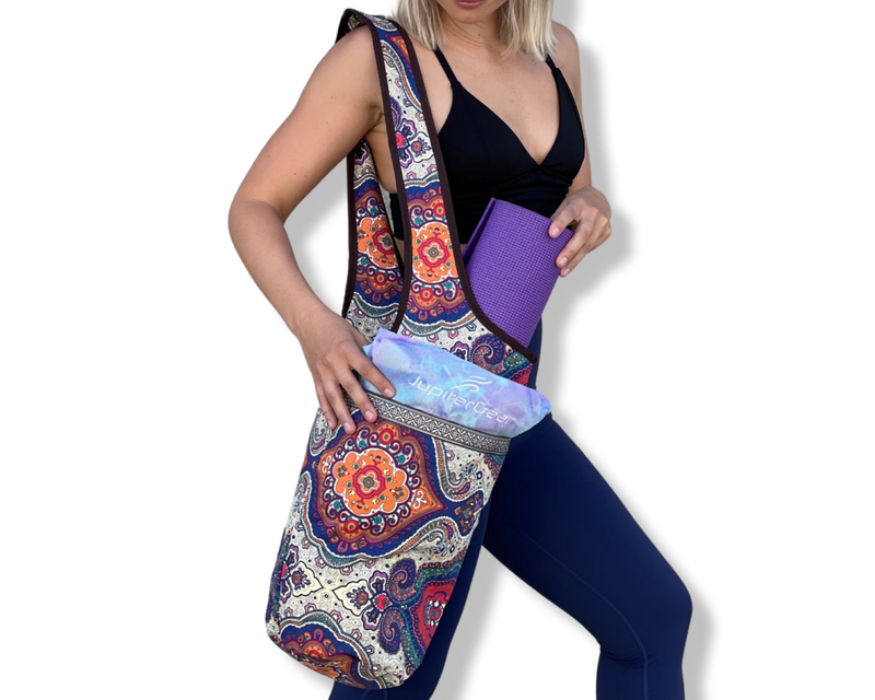 Yoga Mat Carrying Tote Bag with Large Pockets