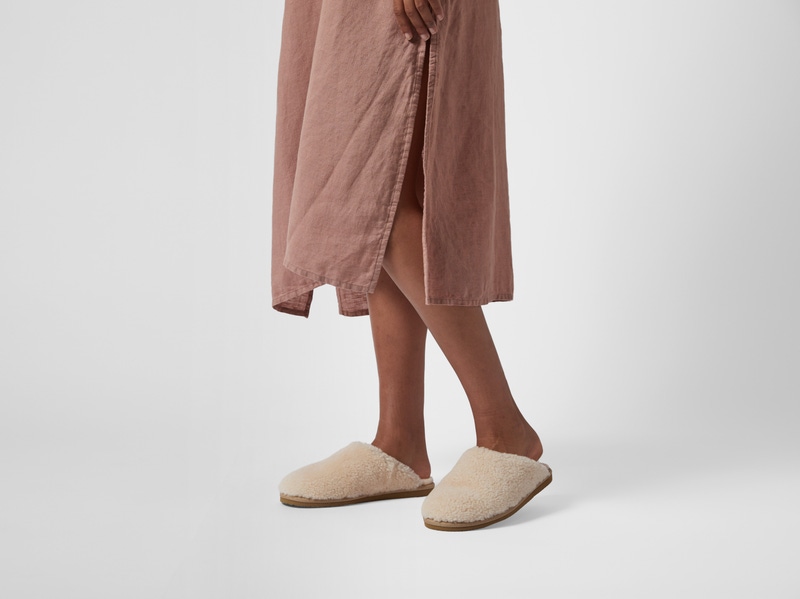 Shearling Wool Clogs, Natural