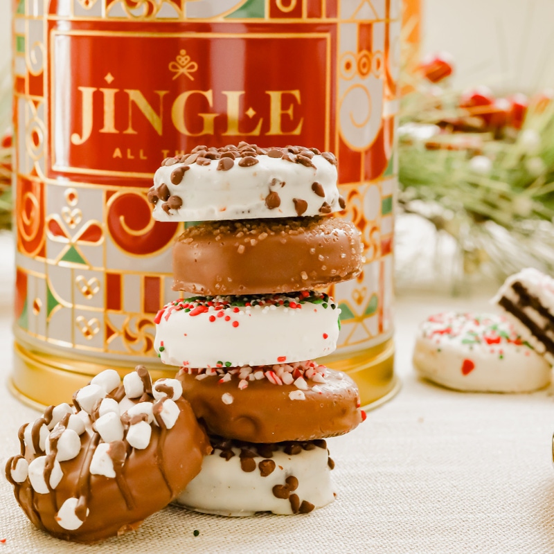Musical Cookie Tin with Chocolate Covered Oreos