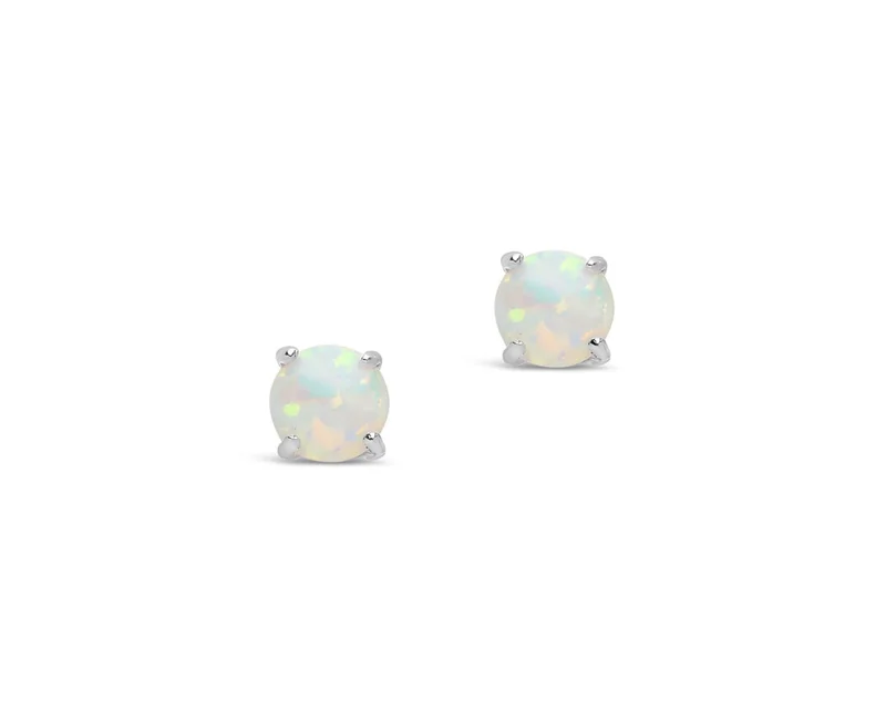 Sterling Silver 6mm Opal Earring Studs