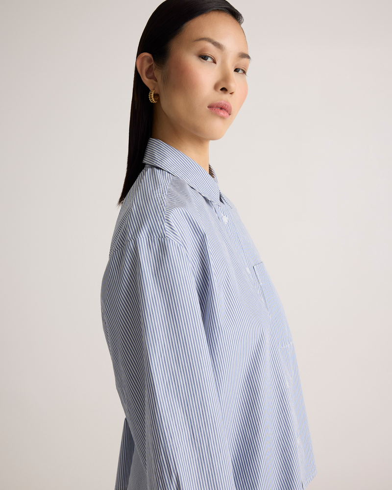 100% Organic Cotton Poplin Cropped Long Sleeve Shirt