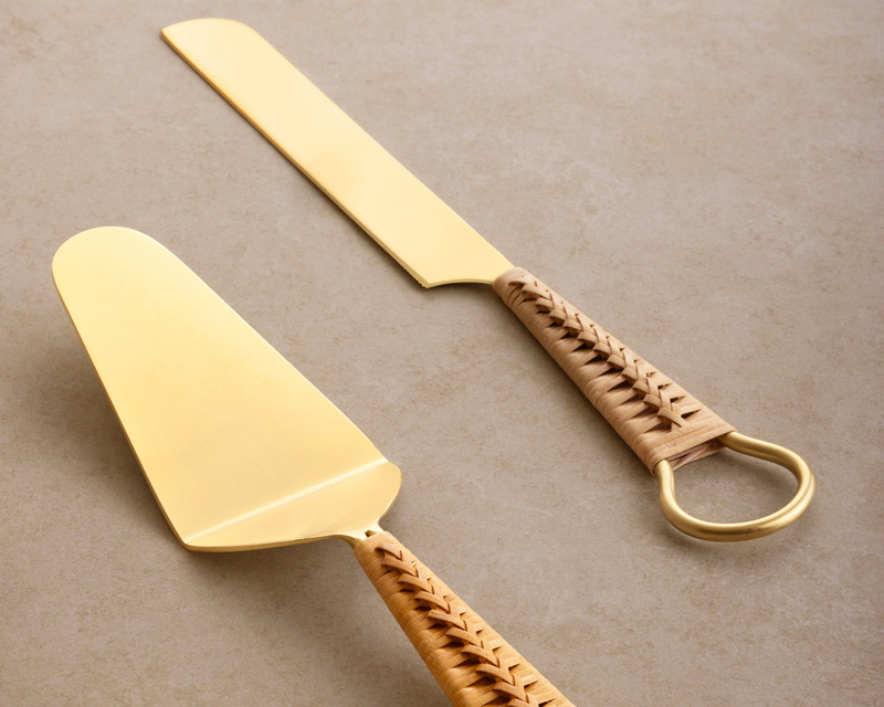 Helsinki Rattan Cake Servers