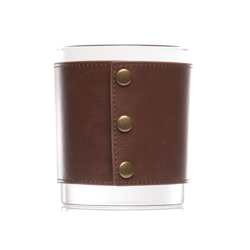 Personalized Leather Wrapped DOF Glass