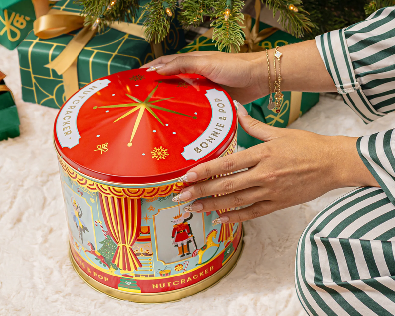 Nutcracker Musical Keepsake Tin with Holiday Popcorn