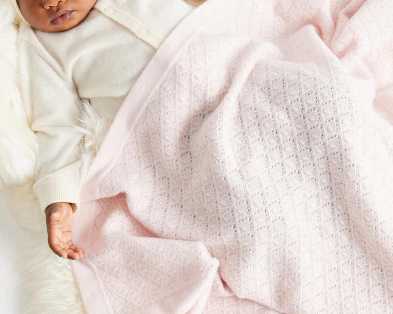 Washable Cashmere Pointelle Baby Blanket