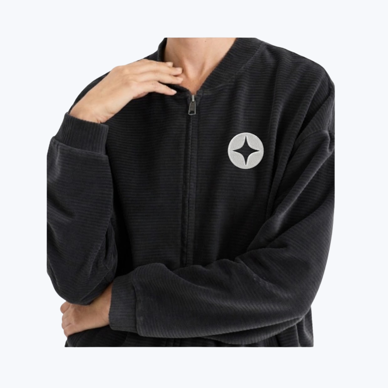 Branded Organic Pure Velour Rib Bomber Jacket