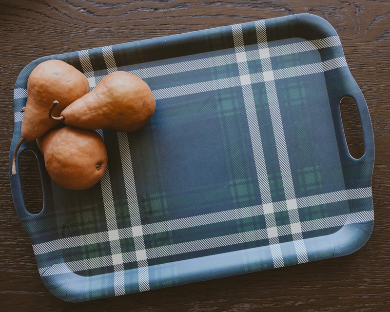 Navy Plaid Large Tray