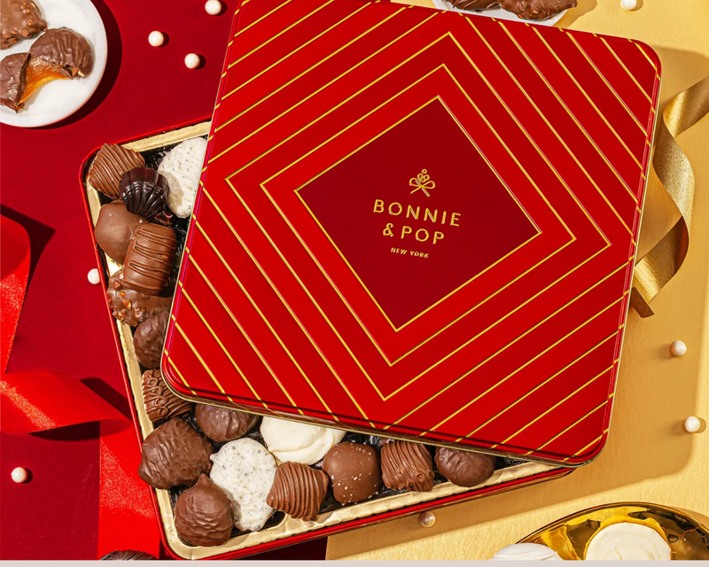 Extra Large Gift Tin with Truffles and Chocolate Holiday Favorites