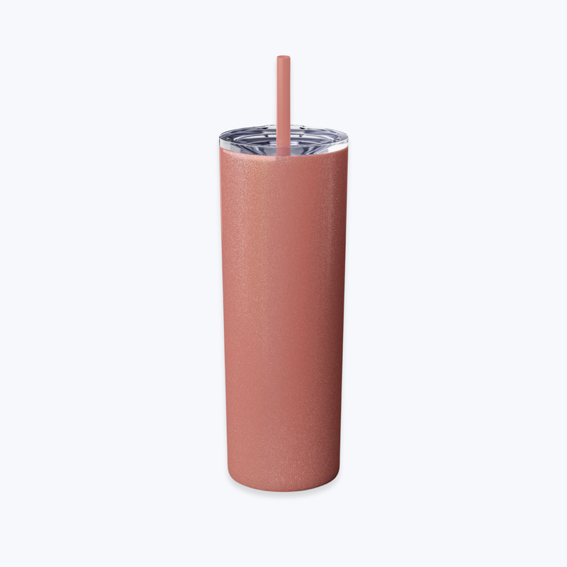 Skinny Tumbler with Straw in Glossy Finish, 20oz